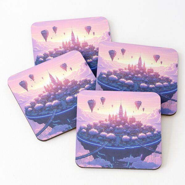 Item preview, Floating Sakura Island Castle Anime Fantasy Sunset Art designed and sold by Itsheartshop.