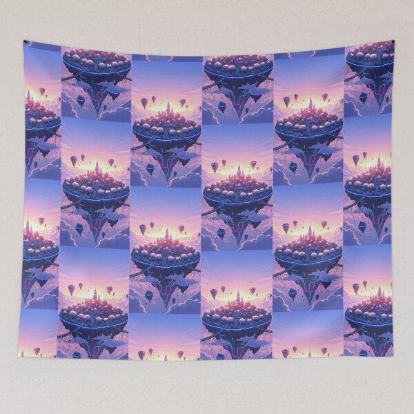Item preview, Floating Sakura Island Castle Anime Fantasy Sunset Art designed and sold by Itsheartshop.