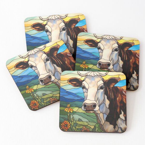 Item preview, Dairy Cow in Meadow Stained Glass Art designed and sold by pinkal.
