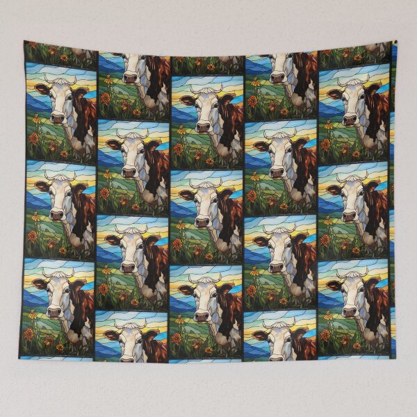 Item preview, Dairy Cow in Meadow Stained Glass Art designed and sold by pinkal.