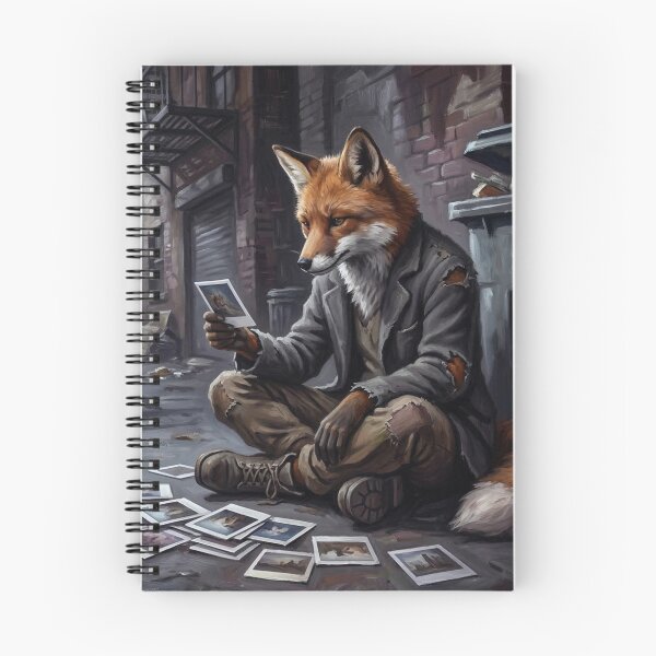 Item preview, Gritty Fox Detective Looking At Photographs Illustration - Dark Urban Alleyway Aesthetic designed and sold by Englandbear.