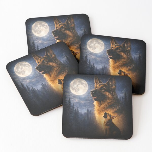 Item preview, German Shepherd And Puppy Full Moon Forest Night Starry Sky designed and sold by JessArty ⭐⭐⭐⭐⭐.