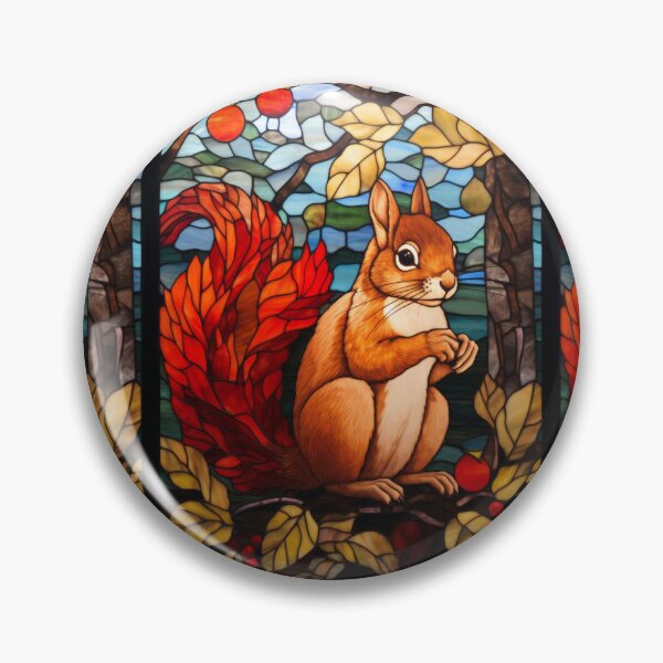 Item preview, Red Squirrel Autumn Stained Glass Art designed and sold by pinkal.