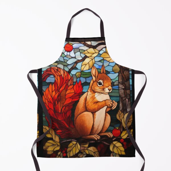 Item preview, Red Squirrel Autumn Stained Glass Art designed and sold by pinkal.