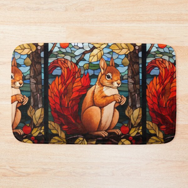 Item preview, Red Squirrel Autumn Stained Glass Art designed and sold by pinkal.