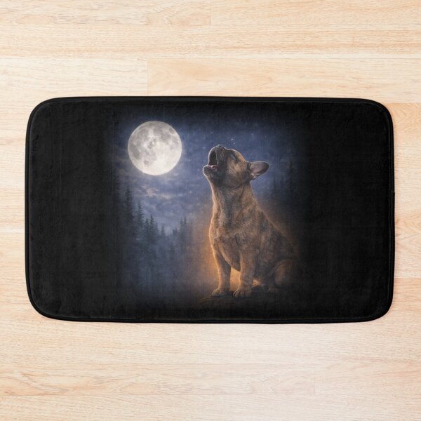 Item preview, French Bulldog Howling At Full Moon Misty Forest Night Moody designed and sold by JessArty ⭐⭐⭐⭐⭐.