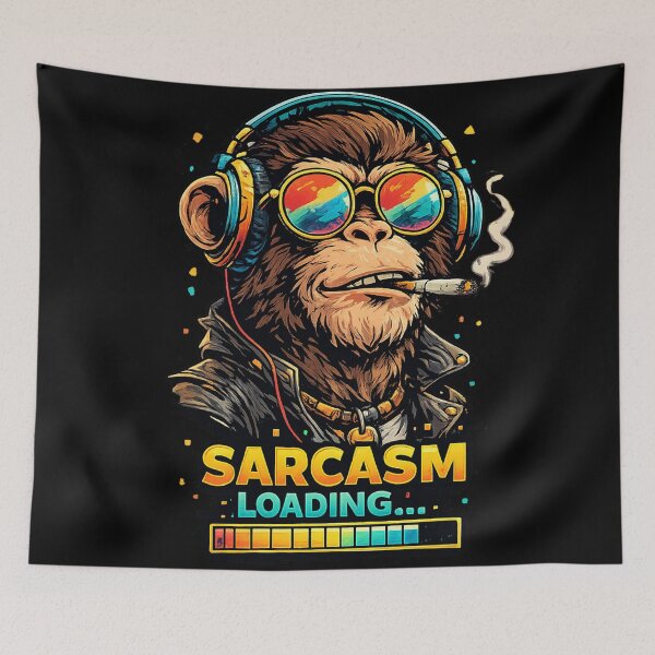 Item preview, Sarcasm Loading Monkey – Funny Sarcastic Monkey With Headphones & Sunglasses designed and sold by UnicornDreamers.