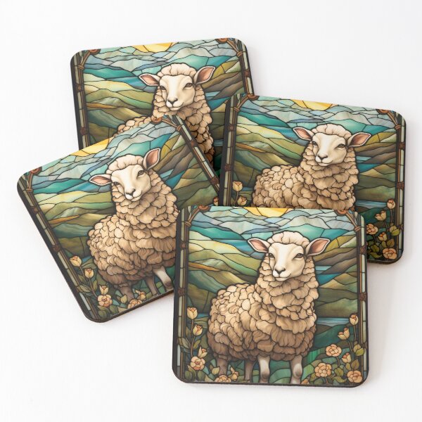 Item preview, Peaceful Lamb Stained Glass Art designed and sold by pinkal.