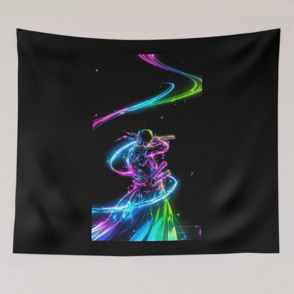 Item preview, Zoro | Neon Samurai Energy Burst – Anime Warrior in Rainbow Glow designed and sold by Dyan4.