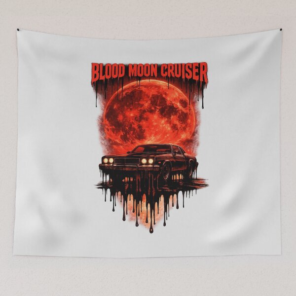 Item preview, Blood Moon Cruiser Horror Muscle Car Art designed and sold by Retro Arabica.
