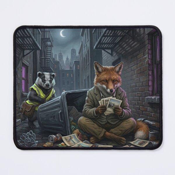 Item preview, Gritty Fox Detective and Disgruntled Badger Illustration - Urban Alleyway Aesthetic designed and sold by Englandbear.