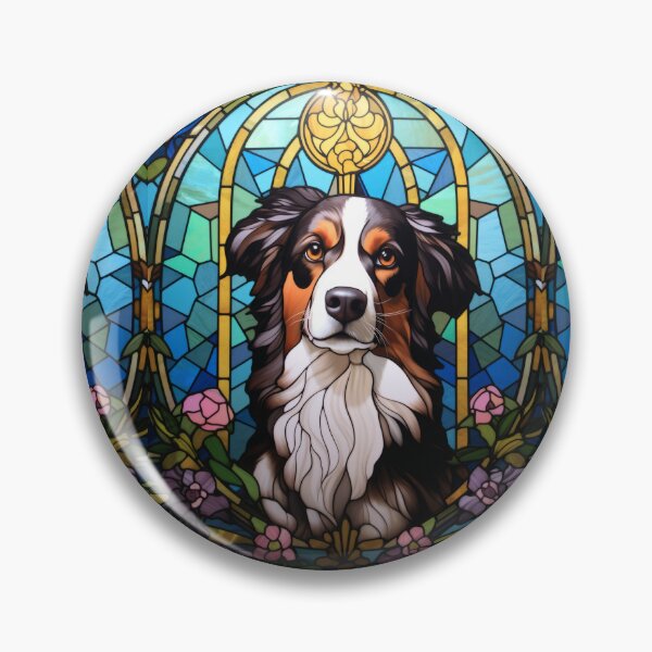Item preview, Australian Shepherd Stained Glass Dog Portrait designed and sold by pinkal.