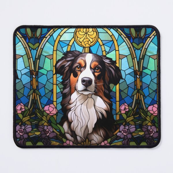 Item preview, Australian Shepherd Stained Glass Dog Portrait designed and sold by pinkal.