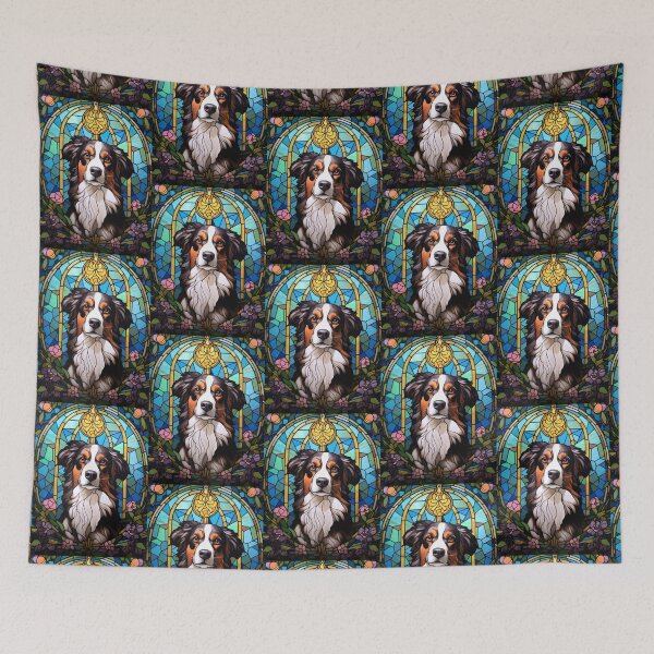 Item preview, Australian Shepherd Stained Glass Dog Portrait designed and sold by pinkal.
