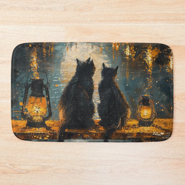 Item preview, Two Black Cats by the Moonlit River designed and sold by Erika Kaisersot.