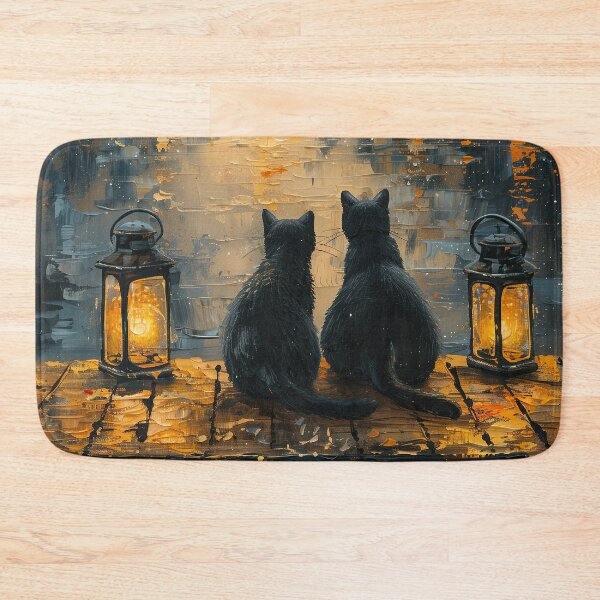 Item preview, Black Cats Romantic Moonlight Night Oil Painting designed and sold by Erika Kaisersot.