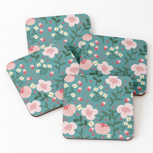 Item preview, Quirky florals in Teal designed and sold by DiorelleDesigns.