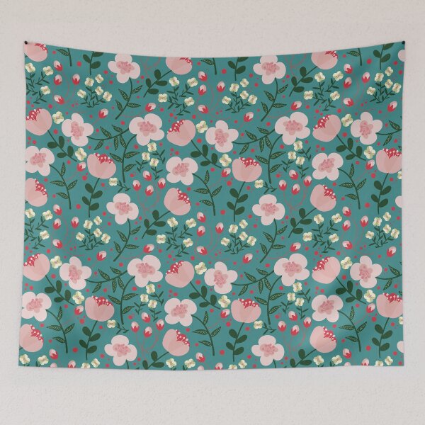 Item preview, Quirky florals in Teal designed and sold by DiorelleDesigns.