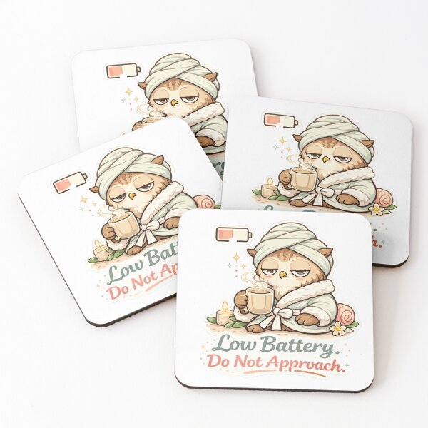 Item preview, Low Battery. Do Not Approach. — Spa Day Owl Sticker designed and sold by Gentlestate.