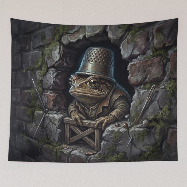 Item preview, Gritty Toad Watchman in Brick Wall Crevice Illustration - Urban Alleyway Aesthetic designed and sold by Englandbear.