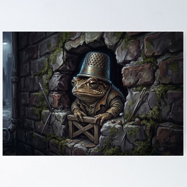 Item preview, Gritty Toad Watchman in Brick Wall Crevice Illustration - Urban Alleyway Aesthetic designed and sold by Englandbear.