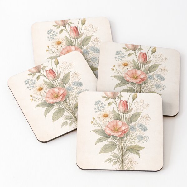 Item preview, Whimsical Vintage Botanical Bouquet | Soft Pastel Floral Illustration | Cottagecore Wall Art designed and sold by zenarty design.