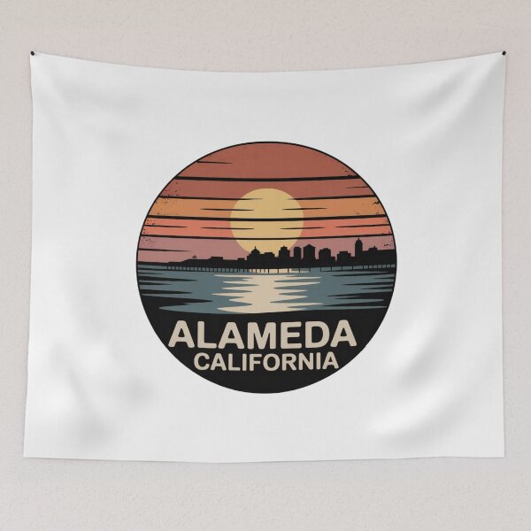 Item preview, Alameda California: Retro Sunset Skyline Design designed and sold by CircinusStore.