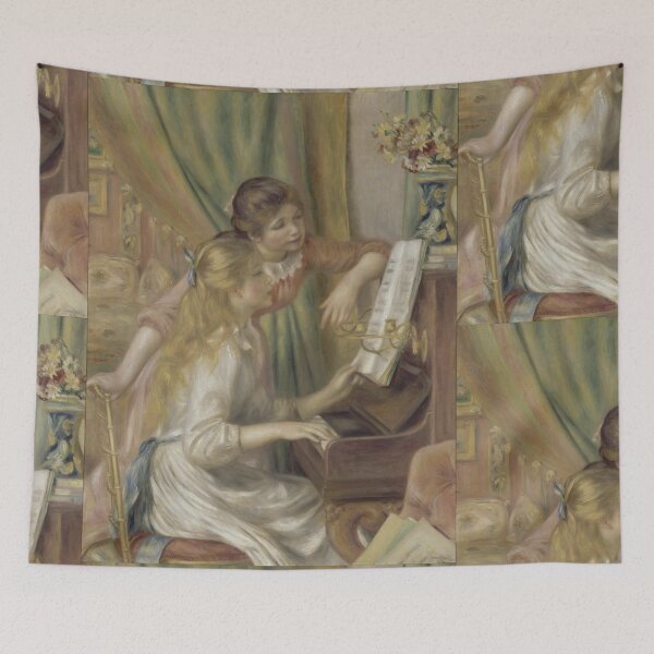 Item preview, Young Girls at the Piano by Pierre-Auguste Renoir: Impressionist Fine Art Print designed and sold by artofuniverse.