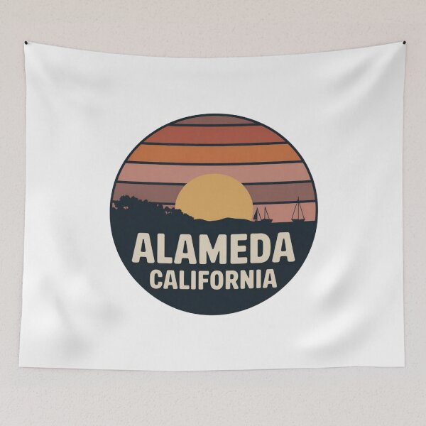 Item preview, Alameda California: Retro Sunset Sailboat Design designed and sold by CircinusStore.