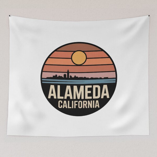 Item preview, Alameda California: Retro Sunset City Skyline designed and sold by CircinusStore.