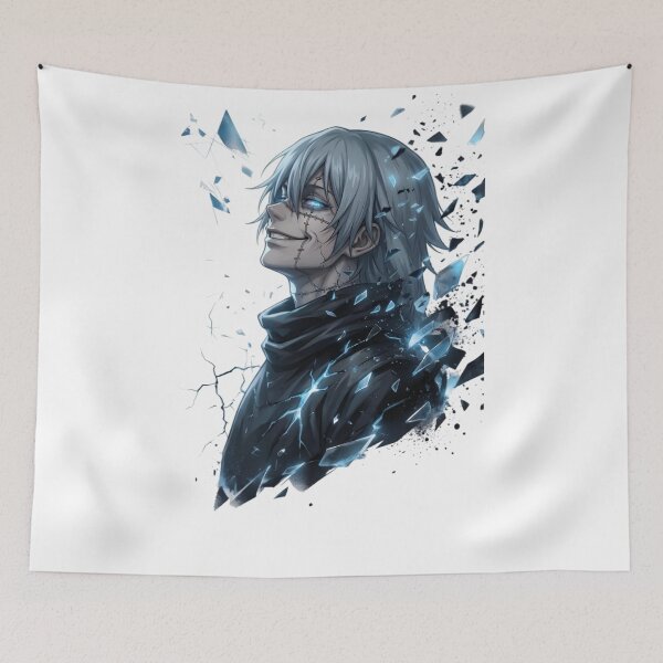 Item preview, Dark Cursed Spirit Anime Aesthetic – Blue Lightning Broken Glass Villain Art designed and sold by Dyan4.