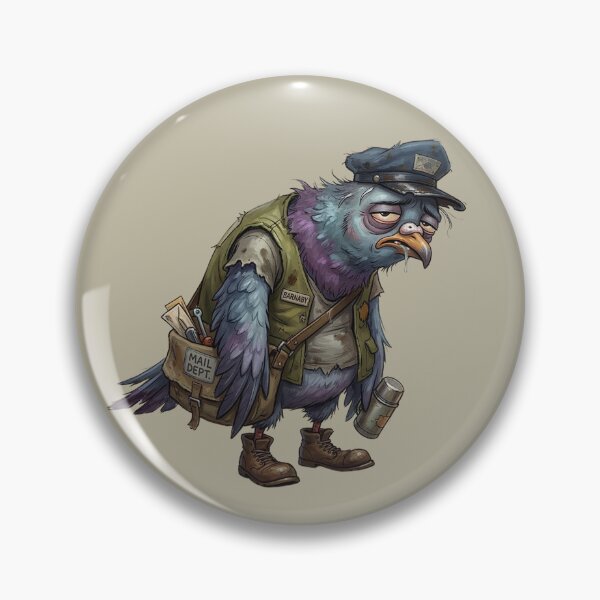 Item preview, Gritty Exhausted Pigeon Postal Worker Illustration - Urban Work Life Aesthetic designed and sold by Englandbear.