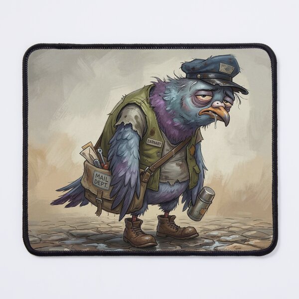 Item preview, Gritty Exhausted Pigeon Postal Worker Illustration - Urban Work Life Aesthetic designed and sold by Englandbear.
