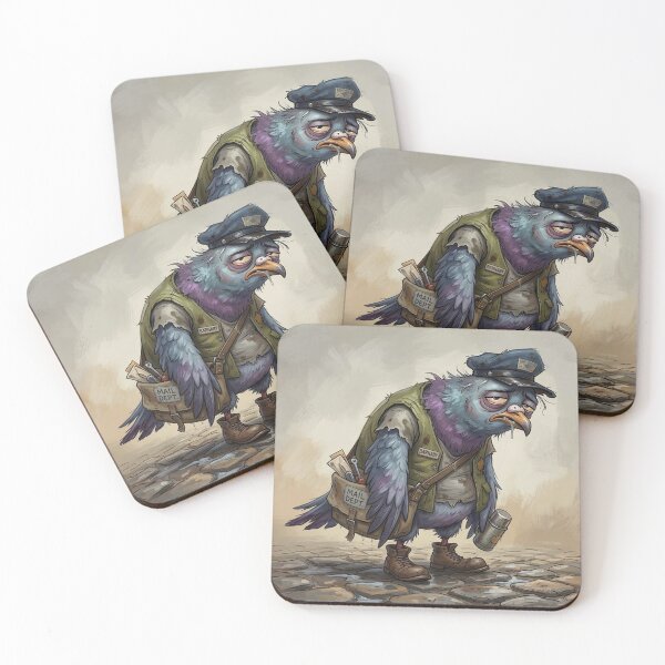 Item preview, Gritty Exhausted Pigeon Postal Worker Illustration - Urban Work Life Aesthetic designed and sold by Englandbear.