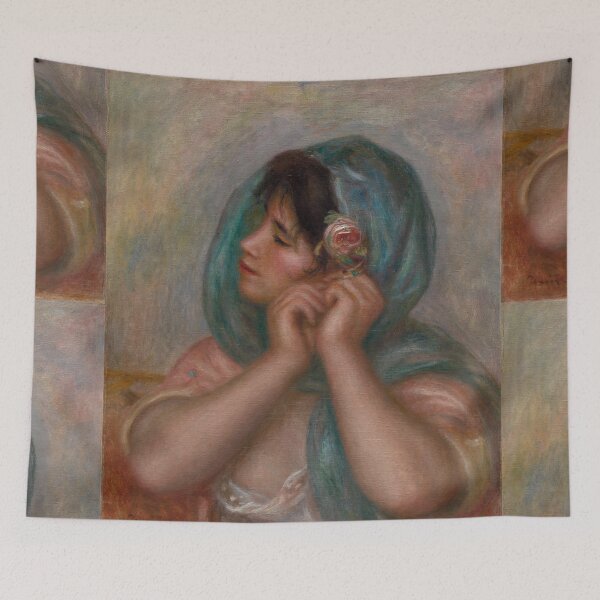 Item preview, Young Woman Arranging Her Earring by Pierre-Auguste Renoir: Impressionist Portrait Poster designed and sold by artofuniverse.