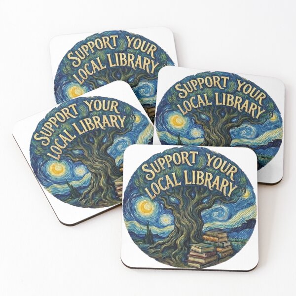 Item preview, Support Your Local Library Tree Artistic Night Book Design Great Librarian Gift 001 designed and sold by sadedream.