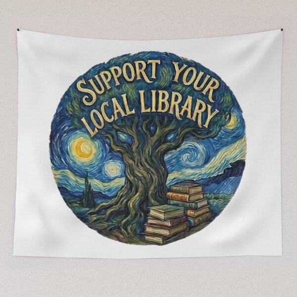 Item preview, Support Your Local Library Tree Artistic Night Book Design Great Librarian Gift 001 designed and sold by sadedream.