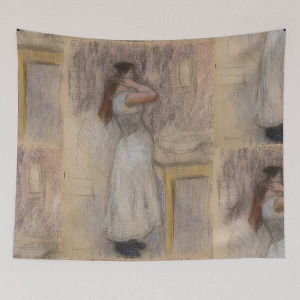 Item preview, Young Woman at Her Toilette by Pierre-Auguste Renoir: Intimate Impressionist Poster designed and sold by artofuniverse.