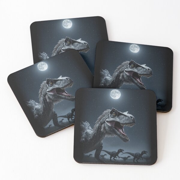 Item preview, Moonlit Velociraptor Pack Roaring Dinosaur Silhouette designed and sold by Syrupulse.