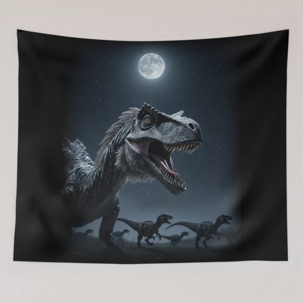 Item preview, Moonlit Velociraptor Pack Roaring Dinosaur Silhouette designed and sold by Syrupulse.