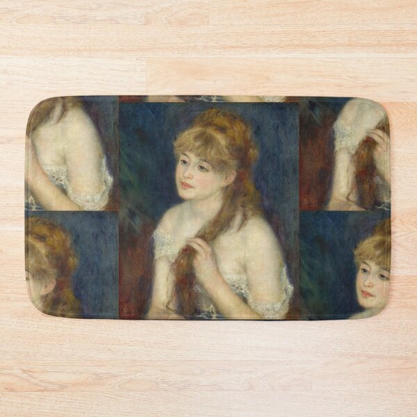 Item preview, Young Woman Braiding Her Hair by Pierre-Auguste Renoir: Romantic Impressionist Poster designed and sold by artofuniverse.