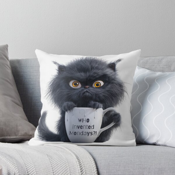 Item preview, Cat asks, "Who invented Mondays?!" designed and sold by AZTRELIS.