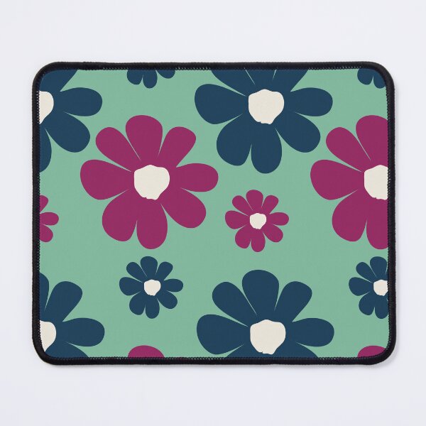 Item preview, Fuchsia and blue Daisy flower green background designed and sold by Tatiana Ribeiro.