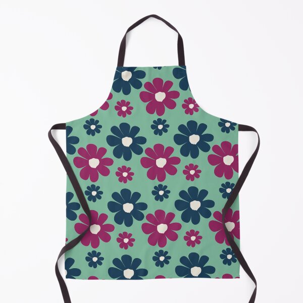 Item preview, Fuchsia and blue Daisy flower green background designed and sold by Tatiana Ribeiro.