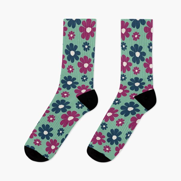 Item preview, Fuchsia and blue Daisy flower green background  designed and sold by Tatiana Ribeiro.