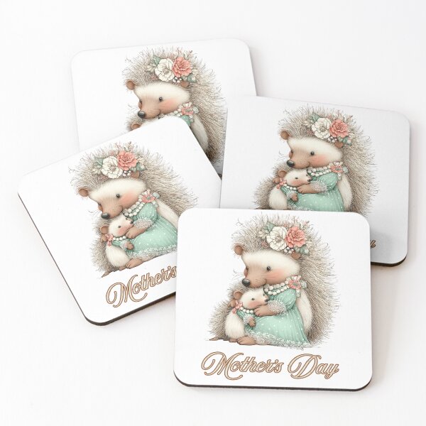 Item preview, Sweet Hedgehog Hug Floral Mother's Day Art designed and sold by lojadpop.