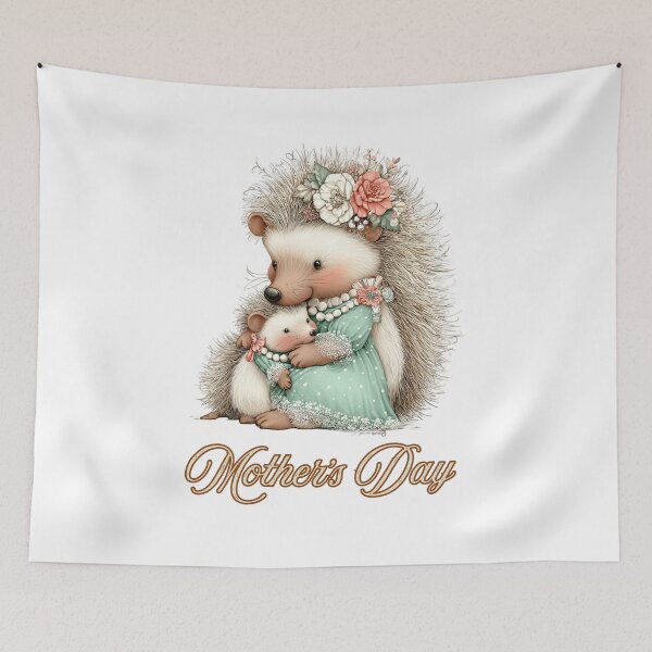 Item preview, Sweet Hedgehog Hug Floral Mother's Day Art designed and sold by lojadpop.