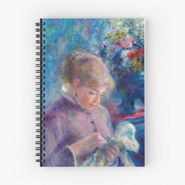 Item preview, Young Woman Sewing by Pierre-Auguste Renoir: Romantic Impressionist Poster designed and sold by artofuniverse.