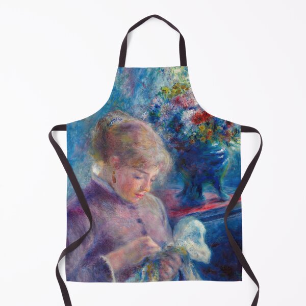 Item preview, Young Woman Sewing by Pierre-Auguste Renoir: Romantic Impressionist Poster designed and sold by artofuniverse.
