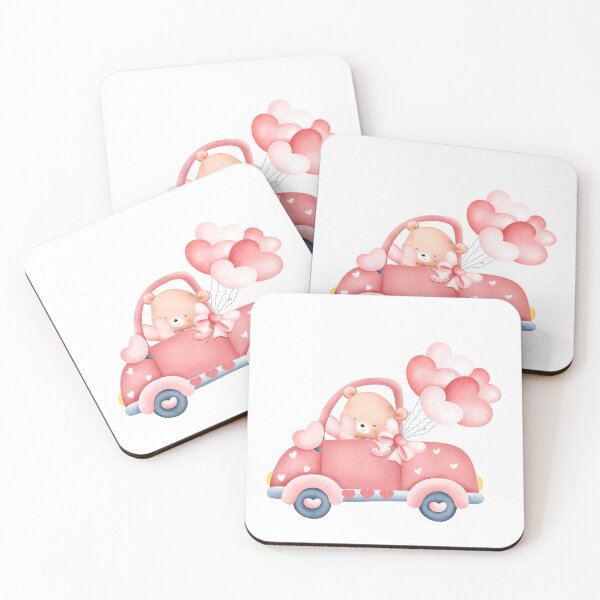 Item preview, “Cute Teddy Bear in Love Car – Kawaii Valentine Heart Balloon Aesthetic Design” designed and sold by Vibe Candy studio..